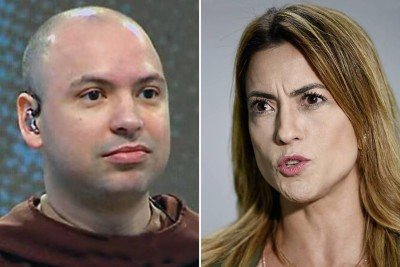 Fala de Frei Gilson motivou crítica feita pela senadora em rede social  -  (crédito: Reprodução TV Canção Nova e Pedro França/Agência Senado)