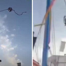 Cabo rompe em brinquedo e deixa quatro feridos em parque - Redes sociais