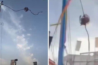 Acidente em parque de diversões na Espanha deixou quatro feridos -  (crédito: Redes sociais)