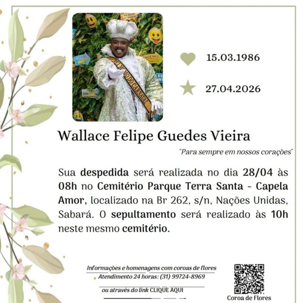 O sepultamento est&aacute; previsto para as 10h   