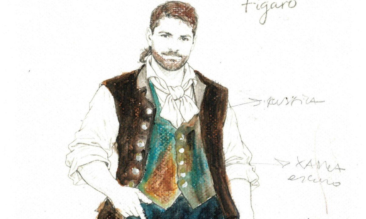 Detalhe de figurino criado por Elena Toscano para F&iacute;garo