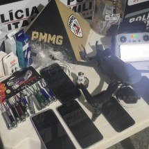 Suspeitos são presos ao tentarem enviar celulares por drone a penitenciária - Divulga&ccedil;&atilde;o PMMG