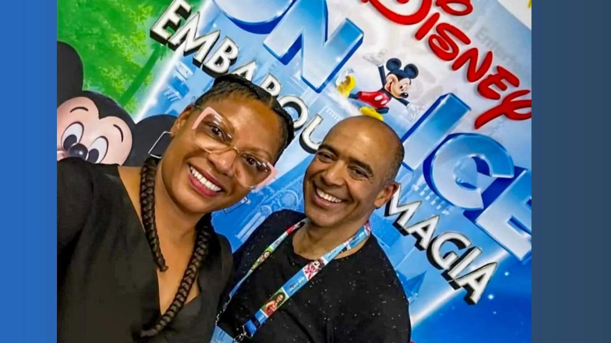 Miriã Fernandes com o amigo Mário Castro que a levou para ser assistente no Disney On Ice-Arquivo pessoal