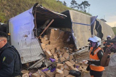 O motorista responsável pela carga ilícita fugiu do local antes da chegada da polícia -  (crédito: PRF/Reprodução)