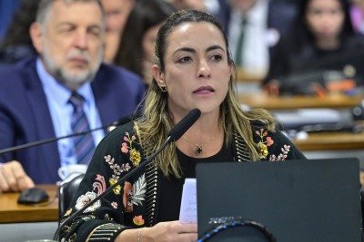 Senadora Soraya Thronicke durante sabatina de Jorge Messias na CCJ     -  (crédito:  Geraldo Magela/Agência Senado)