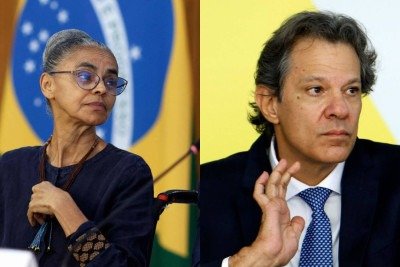 Ex-ministros Marina Silva e Fernando Haddad -  (crédito: Sergio Lima/AFP)