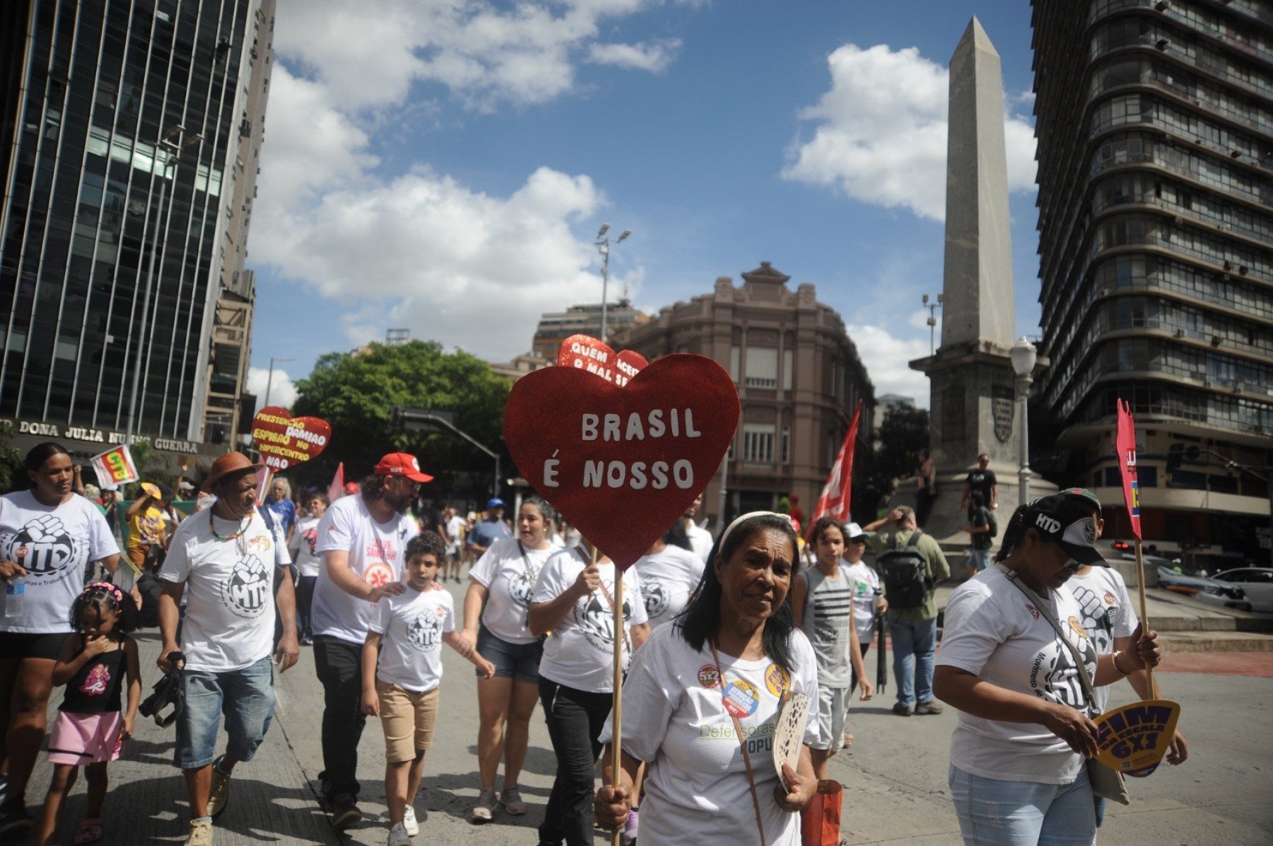 Manifesta&ccedil;&atilde;o do Dia do Trabalhador realizada nesta sexta-feira (1&ordm;/5), na&nbsp;Pra&ccedil;a Raul Soares, em Belo Horizonte