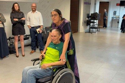 A cantora Mônica Salmaso e Bebeto nos bastidores da Sala Minas Gerais -  (crédito: Helvécio Carlos/EM/D.A Press)