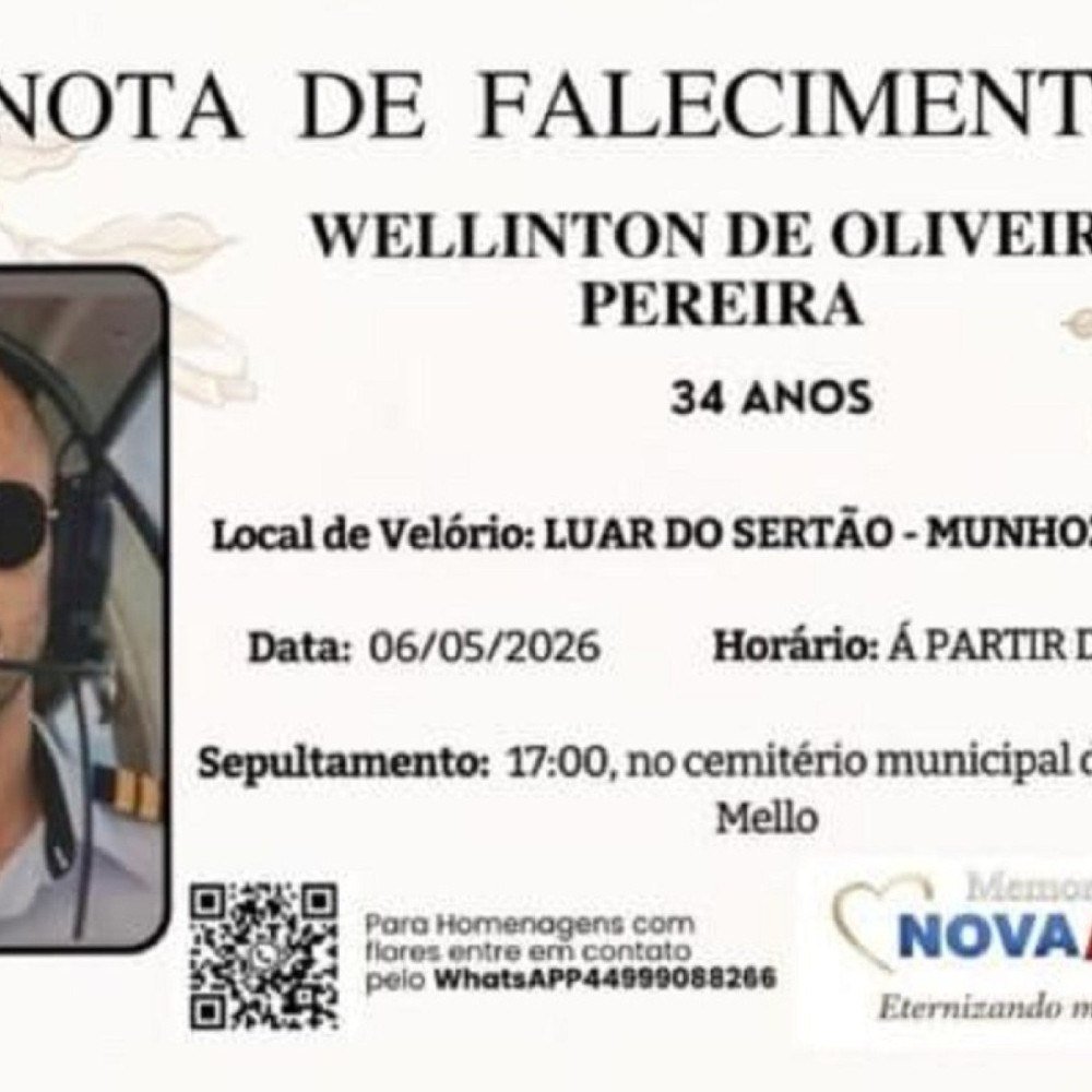 Corpo do piloto do avião que caiu em BH será sepultado nesta quarta (6/5)