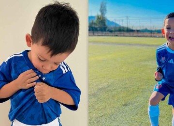 O pequeno Thomy, um chileno de 6 anos, do Sub-7 da 