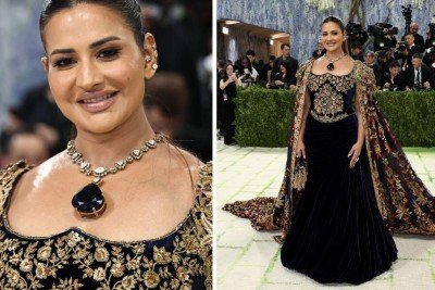 Sudha Reddy usou colar avaliado em R$ 74 milhões no Met Gala -  (crédito: AFP)