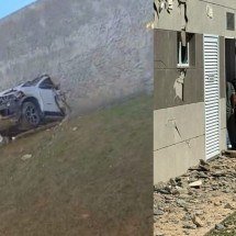 Carro atravessa muro de centro de saúde em BH - Imagens cedidas ao EM