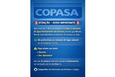Alerta falso traz logotipo antigo da Copasa e erros de acentua&ccedil;&atilde;o -  (crédito: Reprodu&ccedil;&atilde;o )
