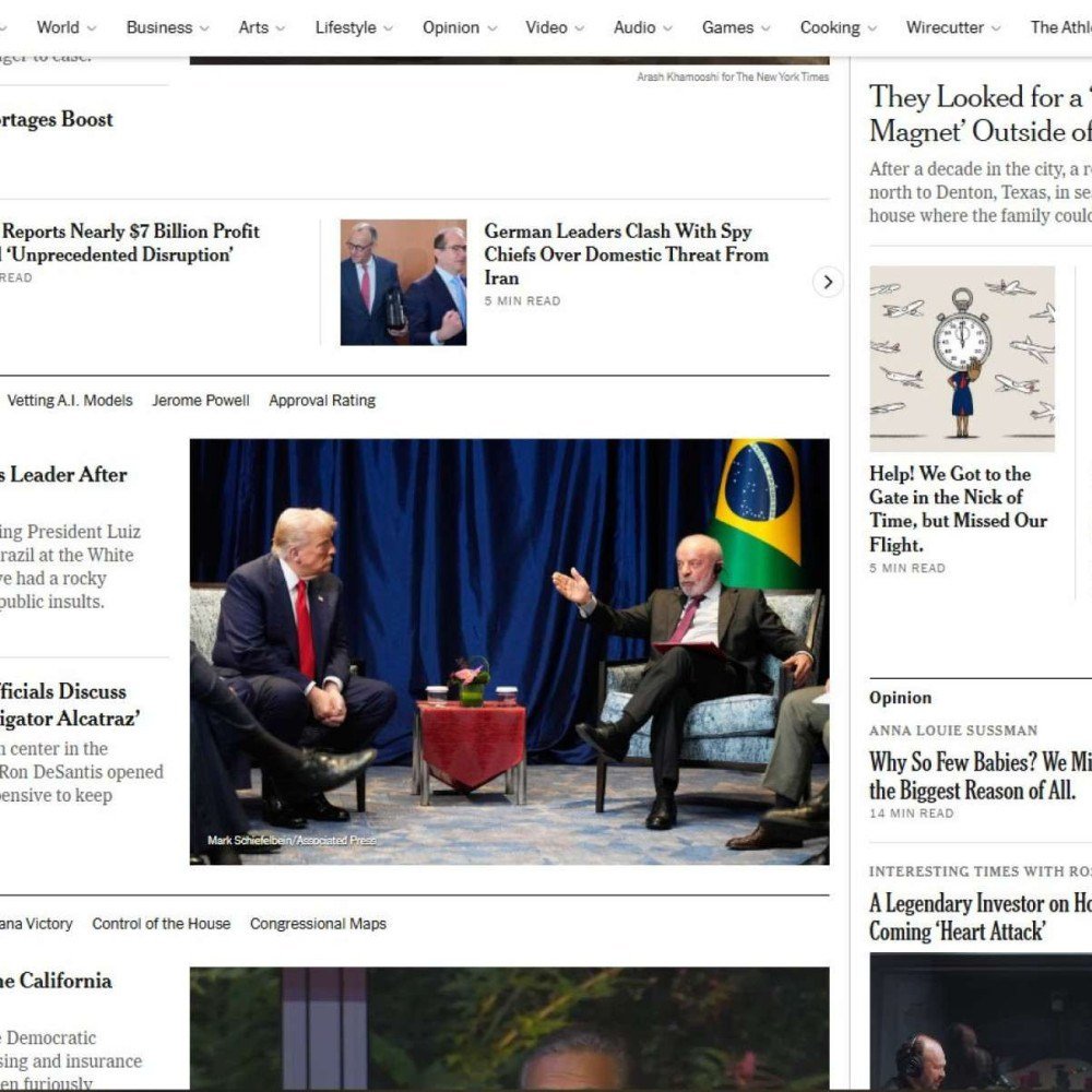 Lula e Trump: encontro é capa do NY Times
