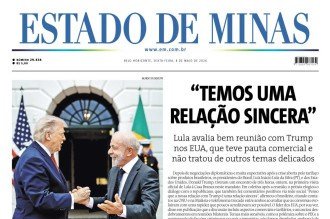 Confira a capa do Estado de Minas do dia 08/05/2026