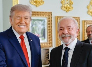 Trump e Lula no encontro nesta quinta-feira (7/5) -  (crédito: Ricardo Stuckert / PR)
