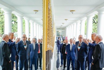 Lula e ministros conhecem a  Casa Branca -  (crédito: Ricardo Stuckert / PR)