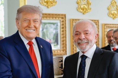Trump e Lula no encontro nesta quinta-feira (7/5) -  (crédito: Ricardo Stuckert / PR)