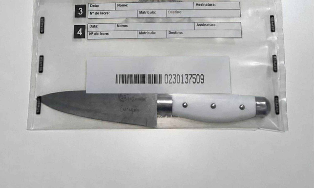A Polícia Militar prendeu o homem em flagrante e a faca utilizada no crime foi apreendida e encaminhada à Polícia Civil - (crédito: PMMG/Divulgação)