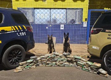 PRF e PMMG apreendem cocaína e crack escondidos em pneus de caminhão na BR-365, em Patos de Minas (MG) -  (crédito: PRF)