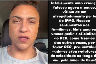 Prefeito lamenta morte de criança e aciona órgão responsável pelo trecho