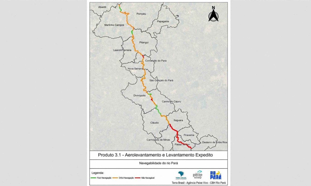 Trechos do Rio Par&aacute; onde a navega&ccedil;&atilde;o &eacute; f&aacute;cil, dif&iacute;cil ou se tratam de segmentos n&atilde;o naveg&aacute;veis