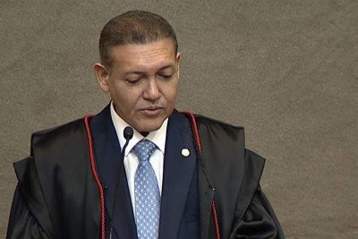 Kassio Nunes Marques durante discurso na posse do TSE -  (crédito: TSE/Reprodução)