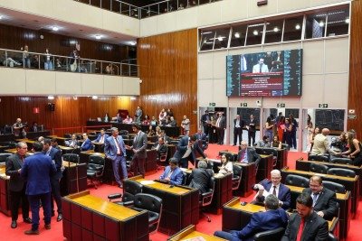 Deputados aprovaram em definitivo o projeto que autoriza a transferência e a venda de imóveis públicos para abatimento da dívida de Minas com a União após quase um ano de debates na ALMG -  (crédito: Willian Dias/ALMG)