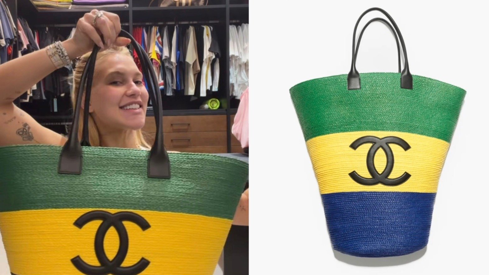 Virginia mostra bolsa de luxo em clima de Copa do Mundo