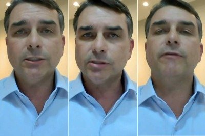 Senador Flávio Bolsonaro, pré-candidato pelo PL à Presidência da República, durante entrevista à Globonews  -  (crédito: Reprodução Globonews)