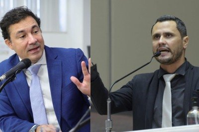 Deputado Cristiano Silveira e senador Cleitinho  -  (crédito: Luis Santana e Daniel Protzner/ ALMG)
