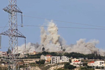 Várias localidades do Líbano foram atingidas neste domingo (17/5) -  (crédito: KAWNAT HAJU/AFP)