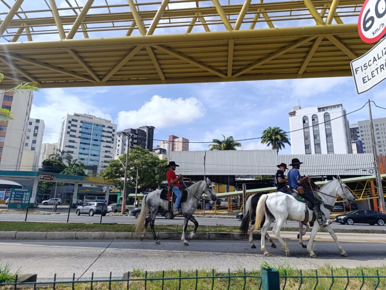 A comitiva cruzou a pista e lembrou a quem passava que, por mais metrópole que Belo Horizonte seja, as raízes mineiras guardam um jeito muito próprio de ser-Alexandre Guzanshe/EM/D.A.Press