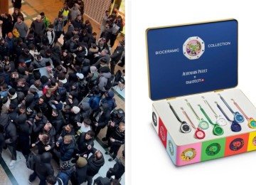Lançamento do relógio Swatch Royal Pop causou confusão em lojas em diversas partes do mundo -  (crédito: Redes sociais)
