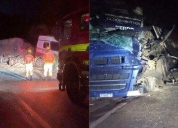 O condutor da carreta carregada com soja não sofreu ferimentos -  (crédito: Reprodução/CBMMG)