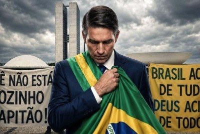 Detalhe do cartaz de <em>Dark Horse</em>, filme sobre Jair Bolsonaro com o ator Jim Caviezel -  (crédito: Divulgação)
