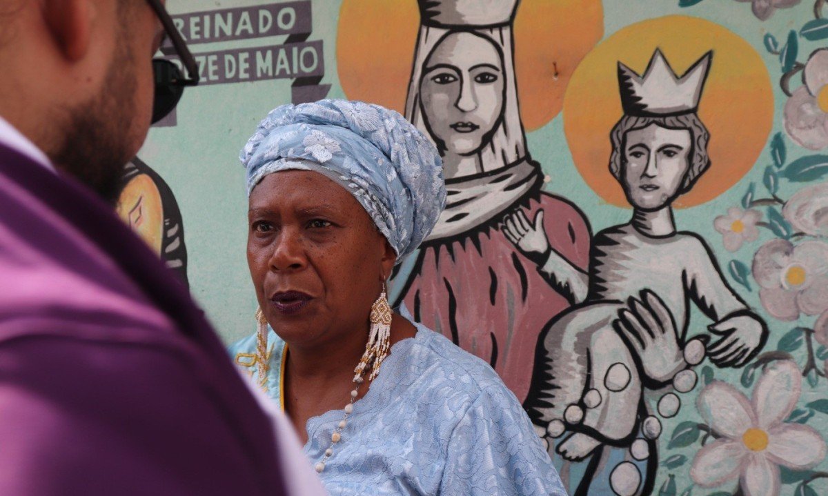 Rainha Belinha, matriarca da Guarda de Moçambique 13 de Maio de Nossa Senhora do Rosário, no Bairro Concórdia, Região Nordeste de Belo Horizonte.-Mannu Meg/EM/D.A Press