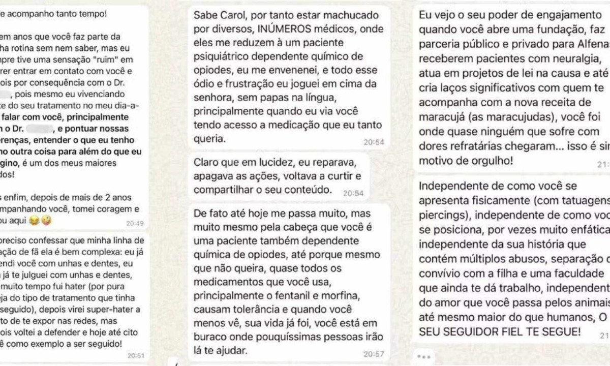 Mensagens recebidas por Carolina