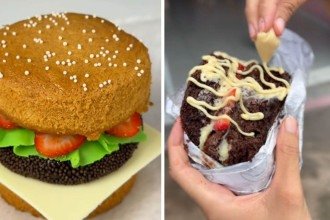 X-bolo: doce em formato de hambúrguer viraliza nas redes