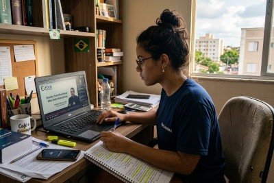 Cursos gratuitos realizados de maneira online no per&iacute;odo das f&eacute;rias -  (crédito: Estado de Minas/ Imagem gerada por IA)