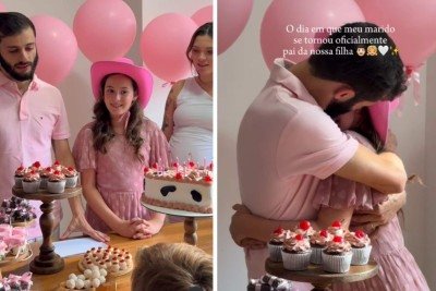 Gabriel e Mel se emocionaram com anúncio de paternidade -  (crédito: Redes sociais)