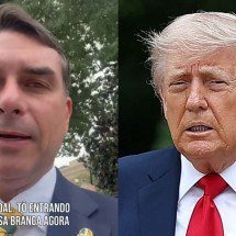 Flávio Bolsonaro chega à Casa Branca para encontrar Trump - Reprodução/X e Kevin Dietsch / GETTY IMAGES