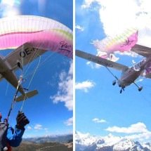 Mulher sobrevive após parapente colidir com avião  - Redes sociais