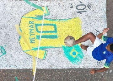 Redes sociais já estão no clima da torcida para a Copa do Mundo -  (crédito: Leandro Couri / EM / DA Press)