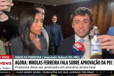 Nikolas Ferreira e Sâmia Bomfim discutiram ao vivo -  (crédito: Reprodução/Jovem Pan News)