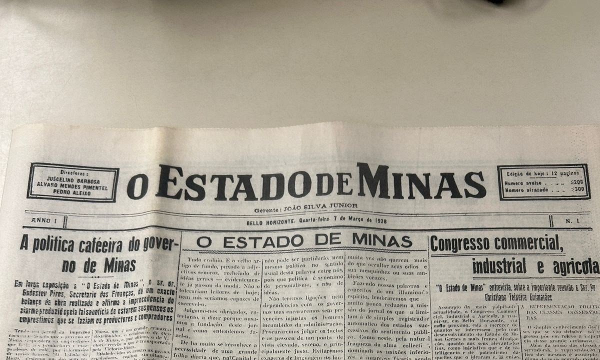 Capa da primeira edição do Jornal Estado de Minas-Pedro Naves/EM