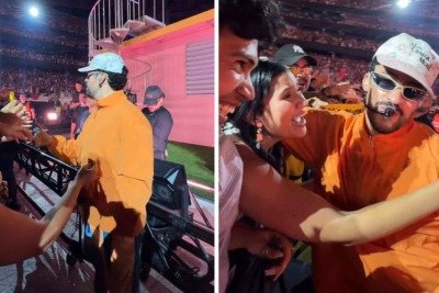 Bad Bunny se anima ao encontrar fã brasileira em Portugal -  (crédito: Redes sociais)