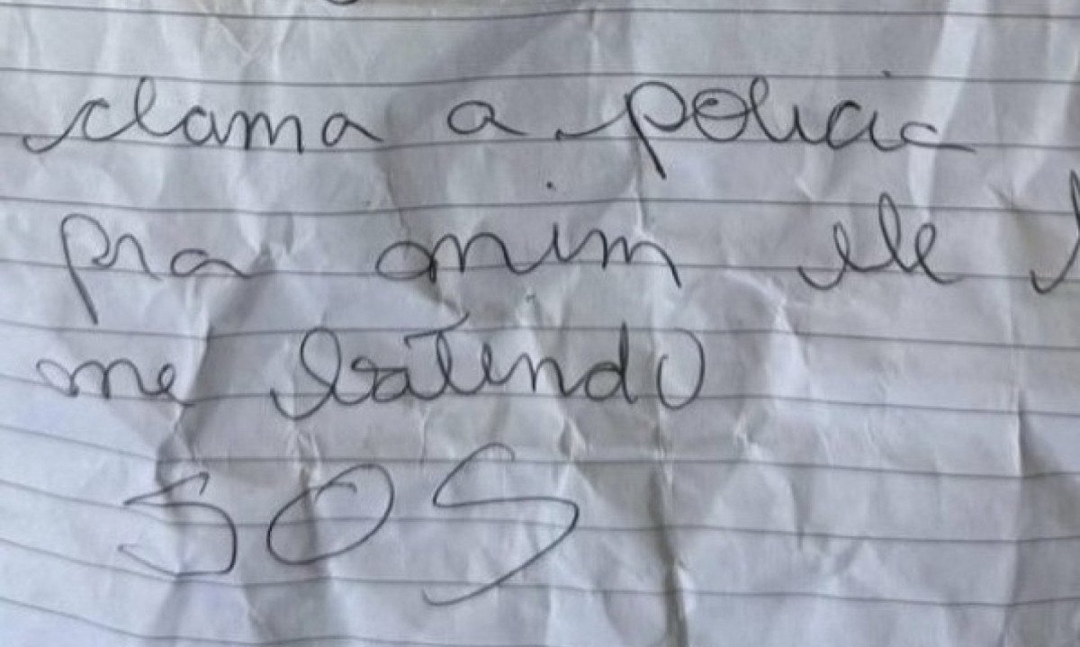 Mulher deixou pedido de socorro em bilhete entregue em unidade de saúde - (crédito: Guarda Municipal de Contagem)