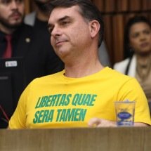 BH: confusão marca entrada de evento do PL com Flávio Bolsonaro - Marcos Vieira/EM/DA.Press