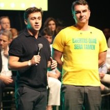 BH: confusão marca entrada de evento do PL com Flávio Bolsonaro - Marcos Vieira/EM/D.A/Press